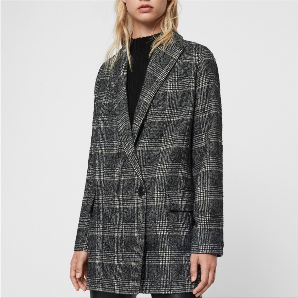 New All Saints Menswear Inspired Women’s Wool Lined Blazer